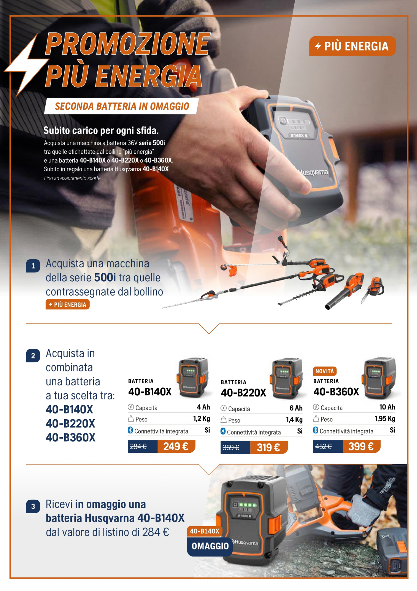 promo husqvarna batteria