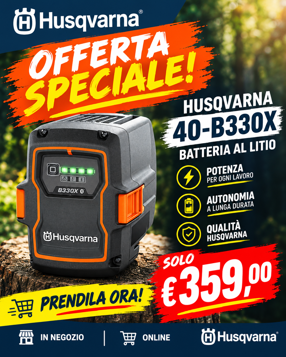 offerta batteria husqvarna 40-B330X