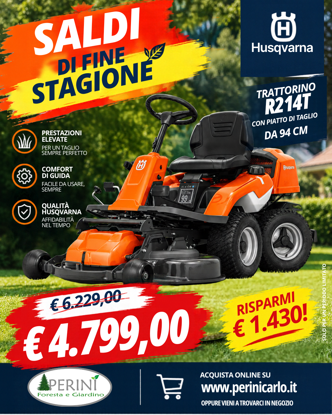 promo trattorino husqvarna r214t